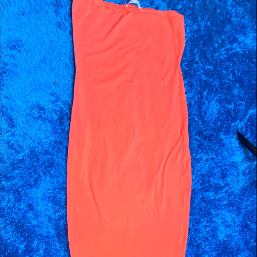 Peach tube top dress